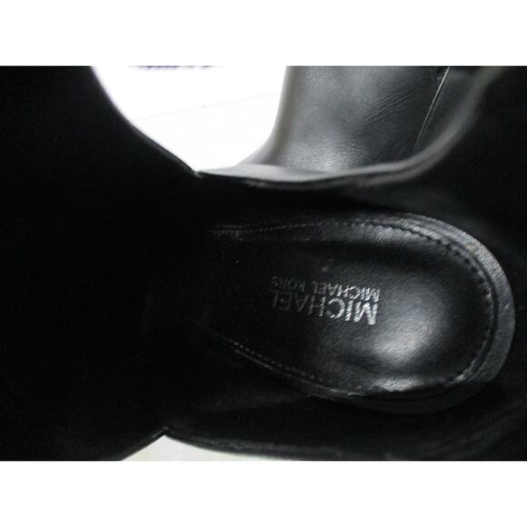 USED Michael Kors Women Lawson Leather Peep Toe Ankle Wrap Booties, black-Sz 8.5 - Picture 10 of 12